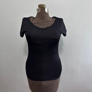 Judd Heller black knit short sleeve sweater size S